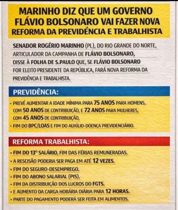 terrordonordste's tweet photo. Depois não venha dizer que não foi avisado. Rogério Marinho, coordenador da campanha do miliciano, foi o relator da Reforma Trabalhista, ficou conhecido como coveiro da CLT. https://t.co/9NAWeifxVq