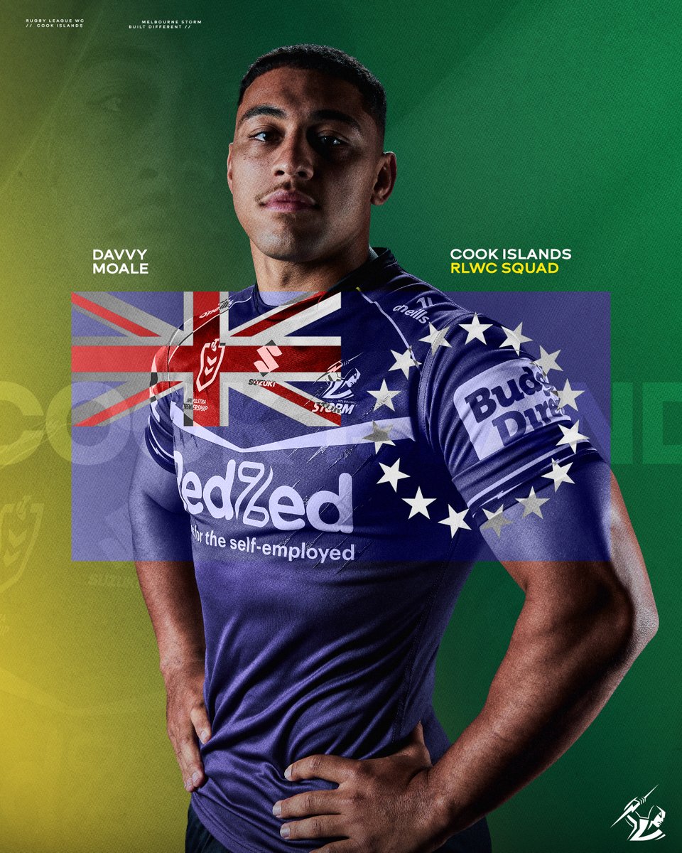 storm's tweet photo. Cook Islands call up 🇨🇰

Congratulations to Amare, Davvy, K-CI and David who have been selected for Cook Islands RLWC squad https://t.co/Tp85NwsMse