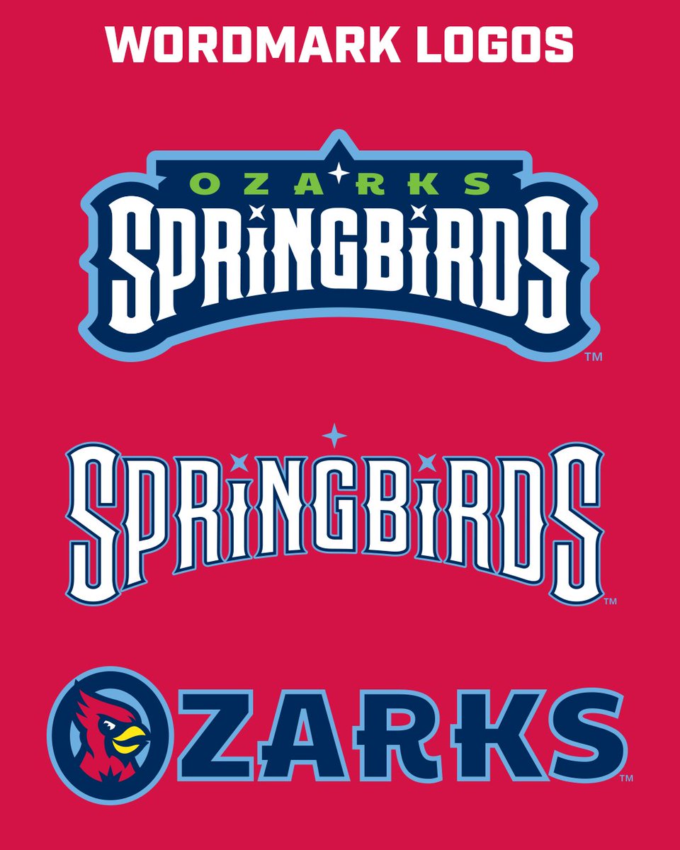 ozkspringbirds's tweet photo. The Springfield Cardinals are now the Ozarks Springbirds. Introducing our new logos and colors.

See a full breakdown and explanation for our logos and plenty more at https://t.co/jzLf2zr7Lh. https://t.co/1aZpMeScWb