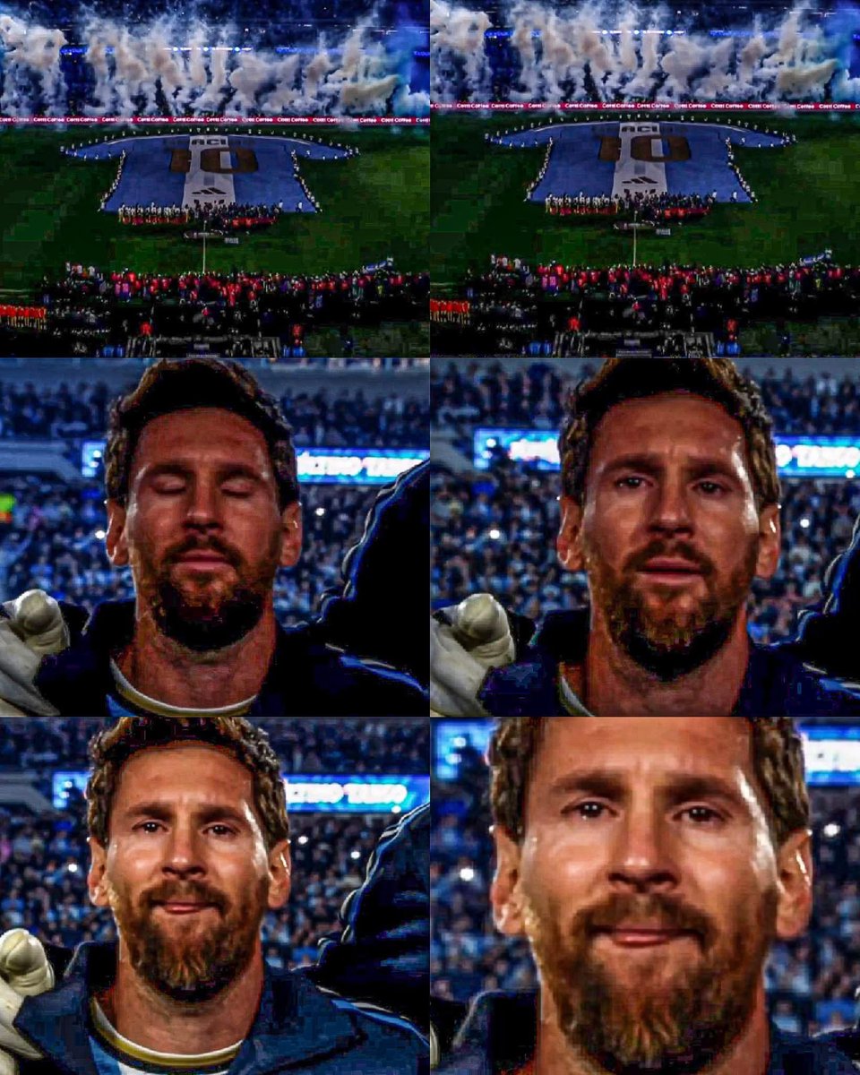 MotivacionesF's tweet photo. ¡ESTE MOMENTO DOLERÁ TODA LA VIDA!

Mientras sonaba el himno nacional de Argentina previo al partido de despedida de Messi.

Leo junto a sus tres hijos, estaba conteniendo sus lágrimas, hasta que no pudo más, se rompió como nunca antes lo habíamos visto, mientras cerraba los ojos, las lágrimas salían, una tras otra.

Esta fue la última vez que Lionel Messi entonó el himno nacional de Argentina en su carrera como jugador. Que momento. Que secuencia. Es el final y Leo lo sabe. Es el adiós del más grande de todos. 

¡¡NUNCA IMAGINAMOS VIVIR ESTE MOMENTO!!