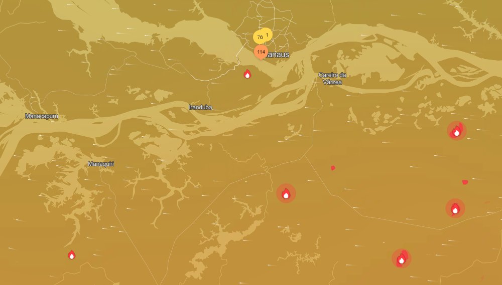 adrisadegoes's tweet photo. 🚨 Com focos de calor no entorno, Manaus registra ar não saudável para grupos sensíveis nesta noite. O índice chegou a 114, quando o nível considerado bom vai de 0 a 50. https://t.co/dFHB9S8NXS