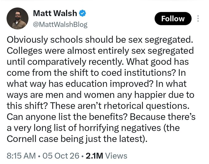 TheeCOOBadassII's tweet photo. .@mattwalshblog.
Misogynist again tells world that he and his cohorts aren't responsible.
How about you tell your friends to get therapy, take cold showers, and keep it in the pants? 
#IAMMETOO https://t.co/Vb3WagJSrf