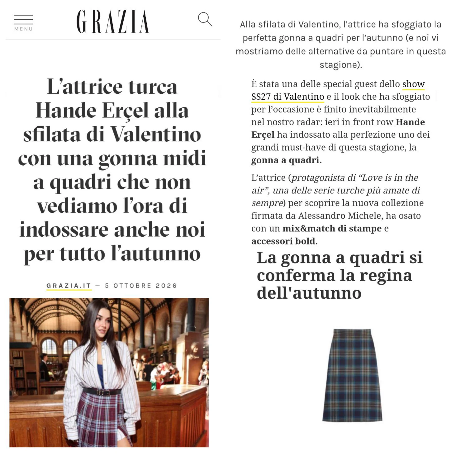 best of hande erçel on X: "🇮🇹 Grazia Italia spotlights Hande Erçel at ...