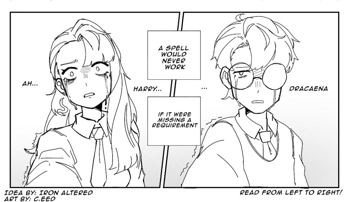 custardseeks's tweet photo. Fem draco is confronted by potter.

Idea by: @IronAltered 
Art by: @custardseeks https://t.co/14bYIUPmma