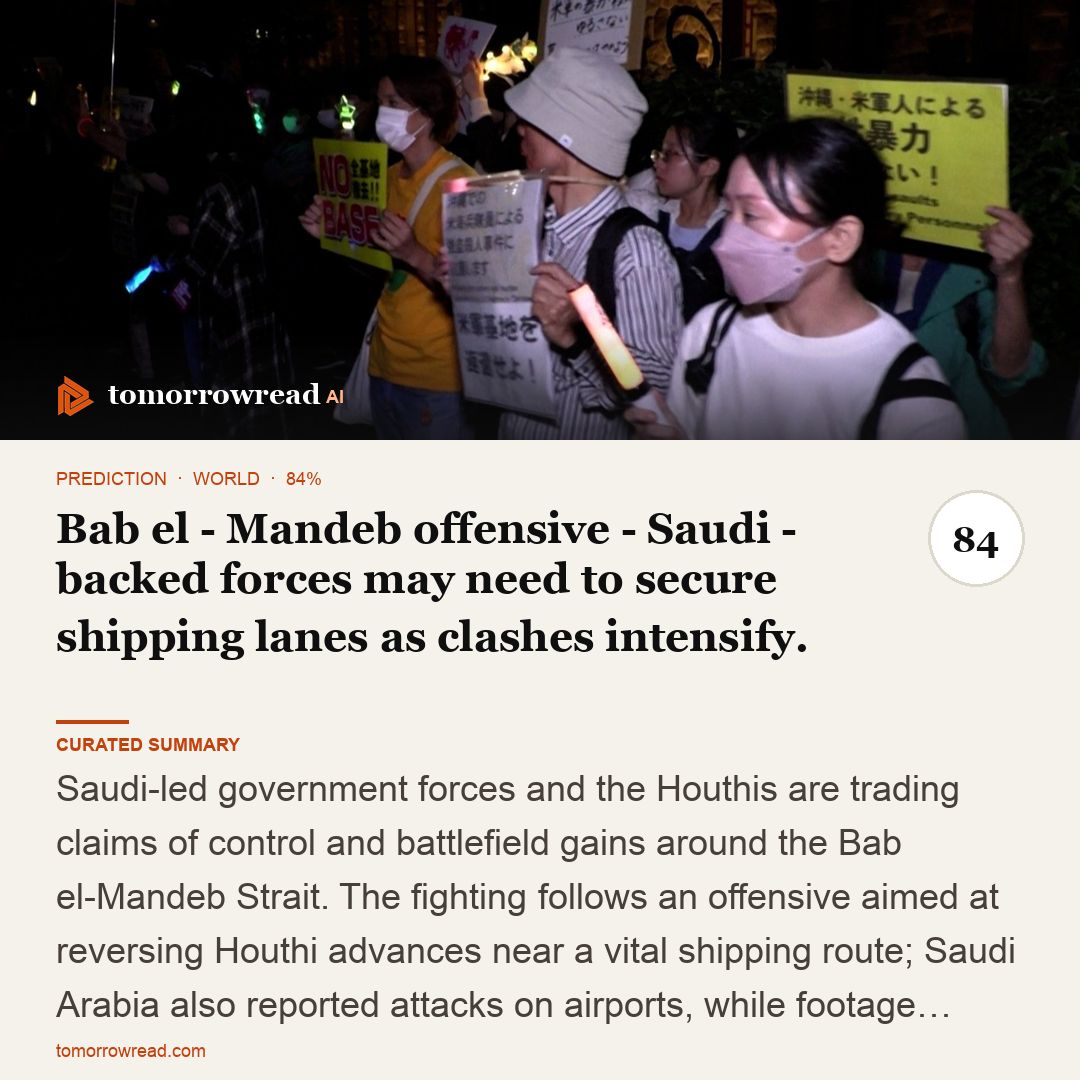 tomorrowread's tweet photo. Anduril wins $2.9B U.S. Navy submarine shipyard contract. Yemen fighting intensifies near Bab el-Mandeb; U.S. moves 12 B-1 bombers from RAF Fairford after reported Iran drone threat.

https://t.co/ixzxh9KHch

#TomorrowRead #AI #WorldNews #Foresight #News https://t.co/dNrPPcyhSs