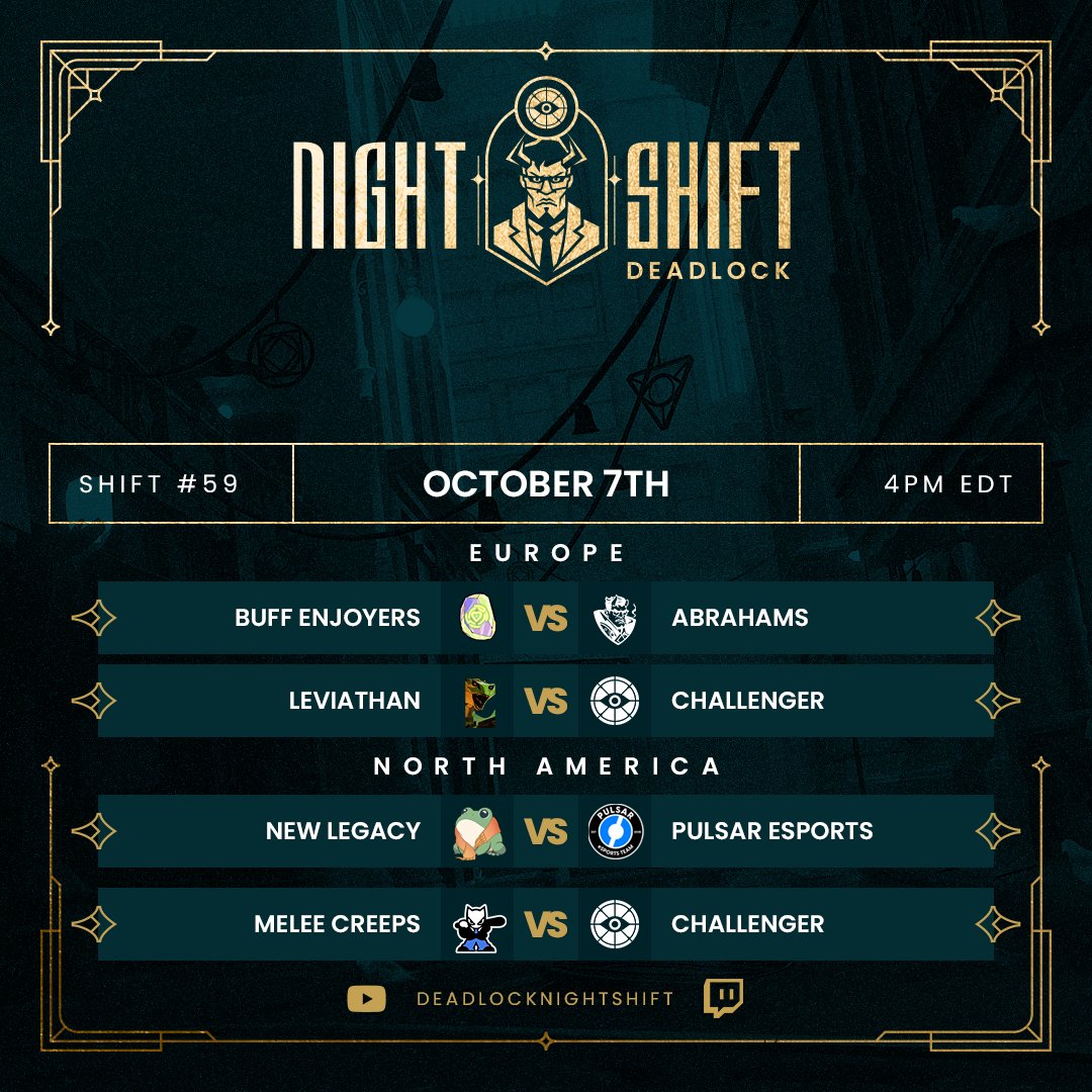 DLNightShift's tweet photo. Shift #59 is upon is, and with it two new heroes - Rat King and Baba.  What will our teams do with these heroes if they get through the ban phase? 

And speaking of teams - New Legacy is back in NA after a dominating qualifer showing vs Requiem. But to get a shot at MLC they'll need to get through Pulsar first. 

How's it all going to go down? Gotta clock in tomorrow to find out!