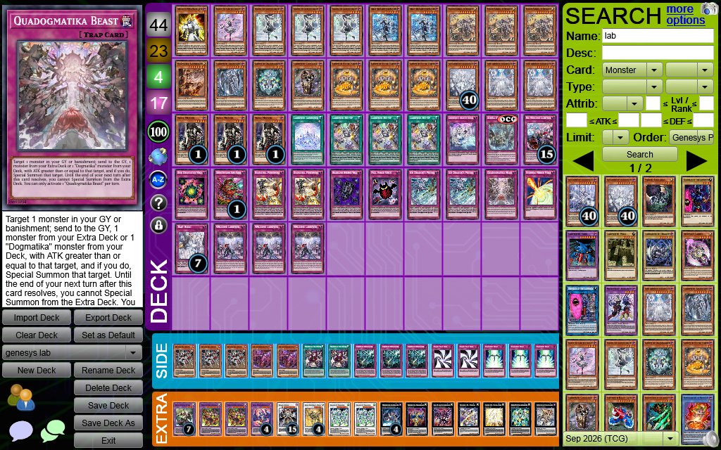 LostCusAj's tweet photo. Lab deck buildin test

Thaughts?

#ygoプラス #yugiohGenesys #genesys #labrynth https://t.co/5TtnHeEbJF