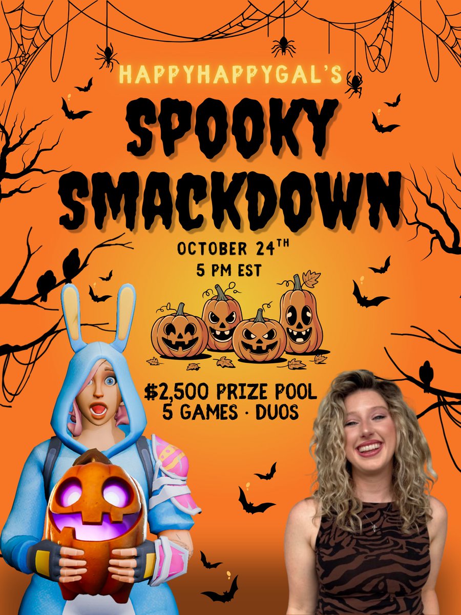 HappyHappyGal's tweet photo. Happy's Spooky Smackdown
$2,500 Prizepool 
Duos Draft
5 Victory Cup Games, $500 per win
Everyone Must Dress Up 
Each Game will be HAUNTED with different rules! 
There will be an intermission between each game to check out streamers costumes
Oct 24th,5pm est

Who should we invite? https://t.co/DcEh1nMDS7