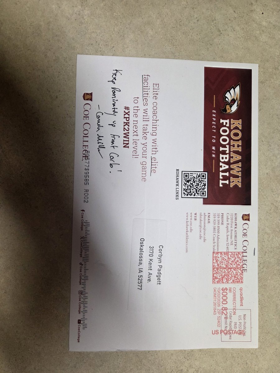 CorbynPadgett's tweet photo. Thank you @CoachRMiller0 for send this to me I the mail! https://t.co/c7wjSwuQCh