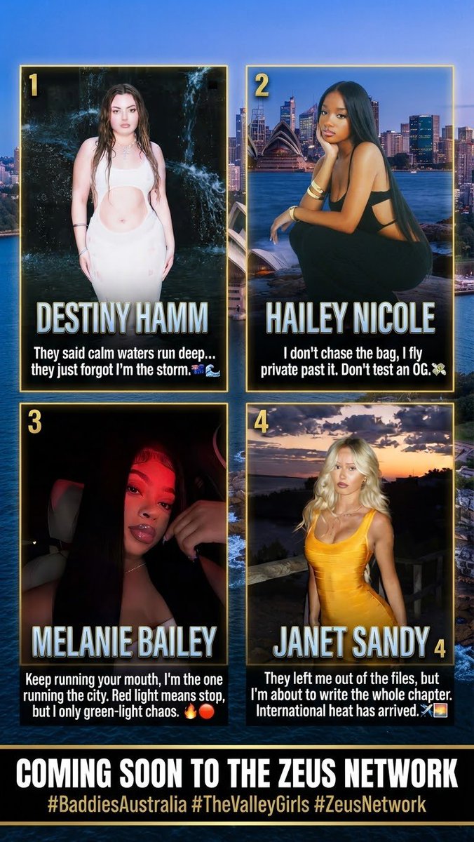 jwilliams0gn's tweet photo. yall asked for it!
your official baddies australia cast
@janellenicole24 
@halleleanne04 
@mellieatl 
@itsjanetdansy 

guest appearance
badd tracyyy

audition picks
leah ren
mariah kelly
jela evans 
suzie kim 

most requested baddie
yanni moneť https://t.co/oOL35sfeH6