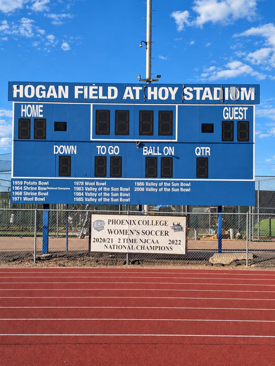 savejucoball's tweet photo. Over the next several posts, we’ll visit the former home fields of all four programs and see what remains today. This week, our stop is at Phoenix College — Hogan Field at Hoy Stadium. In 1964, the Phoenix College Bears won the first NJCAA National Football Championship under Coach Thomas Hogan.

What do you remember about Phoenix College football?

This Saturday, October 10, members of that championship team will join John Crow, Ryan Caracciolo, and Susan Winder for a special live conversation about the season, the trip to Savannah, and what that title has meant to them ever since.
The event will be streamed live on YouTube. The link will be posted when available.

Facebook event:
https://t.co/mCeuS5mkef

#PhoenixCollege #JUCOFootball #SaveJUCOFootball
