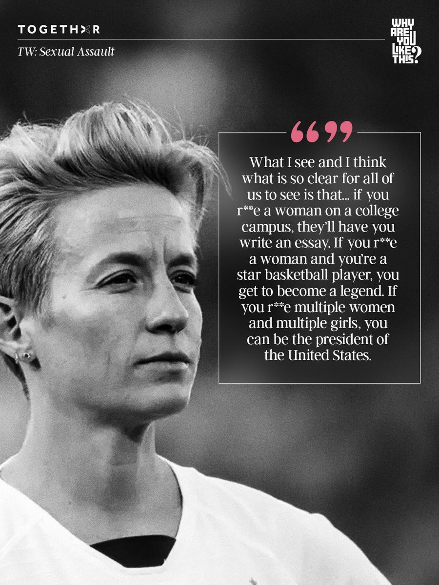 togethxr's tweet photo. A powerful message from Megan Rapinoe on the Cornell University investigation, calling for accountability and greater protection for women. Tune in now on Megan's YouTube for the full statement.

(via @whyareyoulikethis) https://t.co/xExit5k1Kw