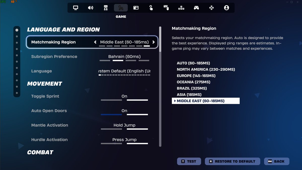 flmflex's tweet photo. @FortniteStatus im on bahrian sub region but why do i keep tgetting israel  india queues https://t.co/cnrInW99tD