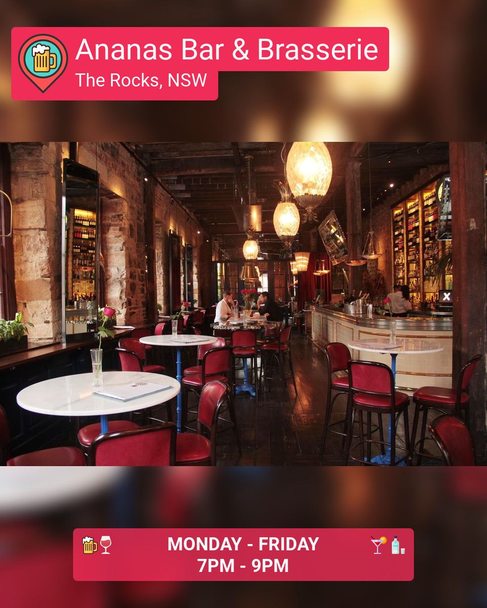 happy_hour_hunt's tweet photo. 🚨📣 New Happy Hour added! 🆕🍻
Ananas Bar & Brasserie
Monday - Friday: 7pm - 9pm
🍺🍷🍸️🥃 Download the app 📲
#happyhour #beer #wine #cocktails #spirits #happyhourhunter #therocks https://t.co/gZYGGISQbE