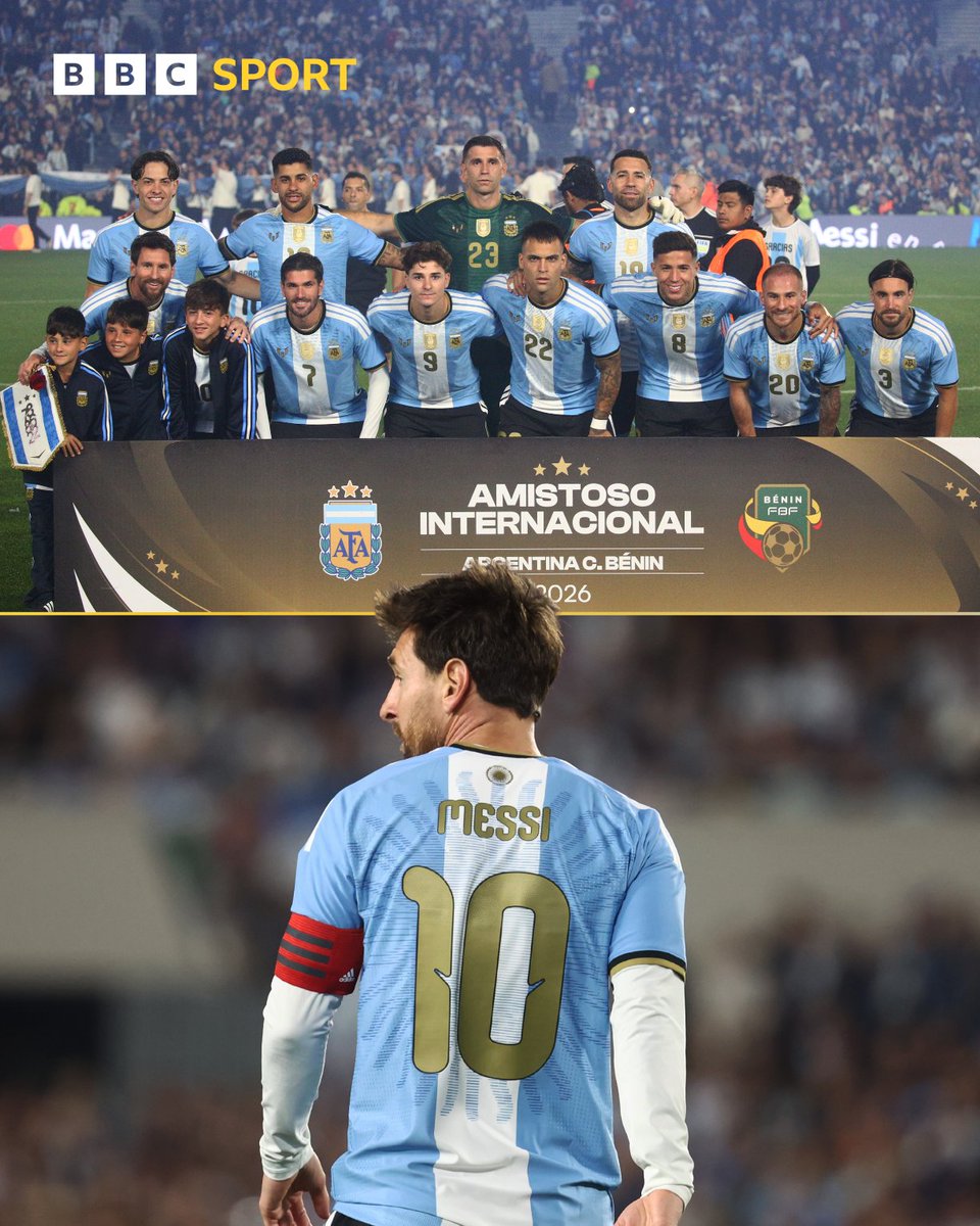BBCSport's tweet photo. The last dance 🥹🐐
 
Lionel Messi makes his 208th and final Argentina appearance 🇦🇷 https://t.co/EgZlZ2Oami
