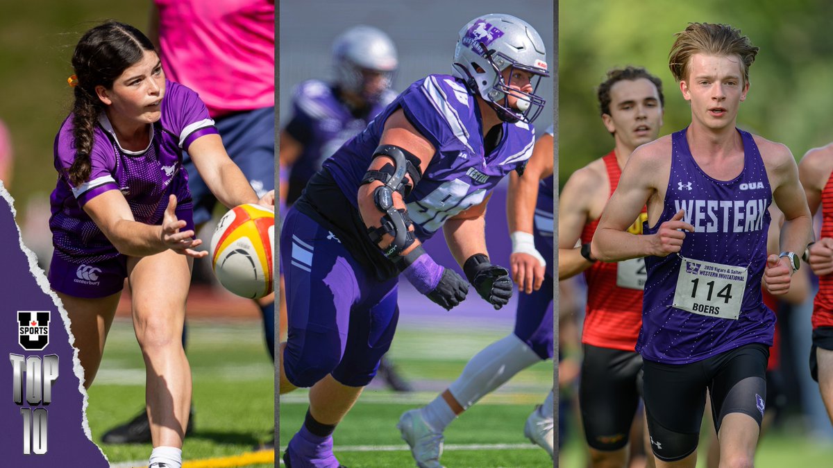 WesternMustangs's tweet photo. 🏆 The @USPORTSca TOP 🔟 list is out, recognizing the top teams across the country.

🏈 Football is # 5️⃣
🎽 Men's Cross Country is # 5️⃣
🏉 Women's Rugby is # 7️⃣

Congratulations Mustangs! 👏
#RunWithUs l #LetsGoMustangs l #PurpleAndProud l https://t.co/pCKtQ6uKlt