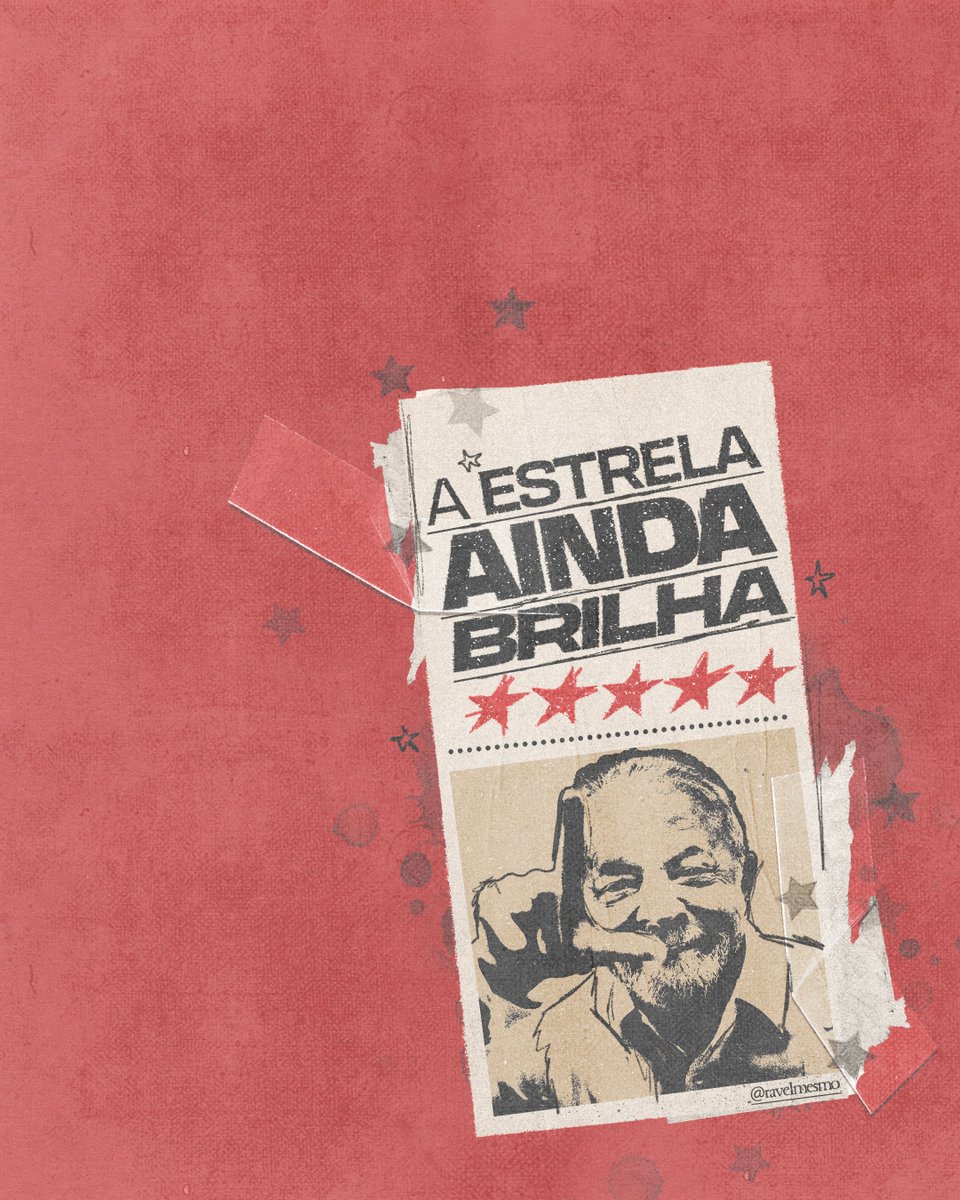 ravelmesmo's tweet photo. °•★*⭐️ A ESTRELA AINDA BRILHA °•★*♥️

 °•* Vamos fazer o Brasil sorrir novamente! #lulapresidente2026

Designed by me :) https://t.co/MYANxRyGTV