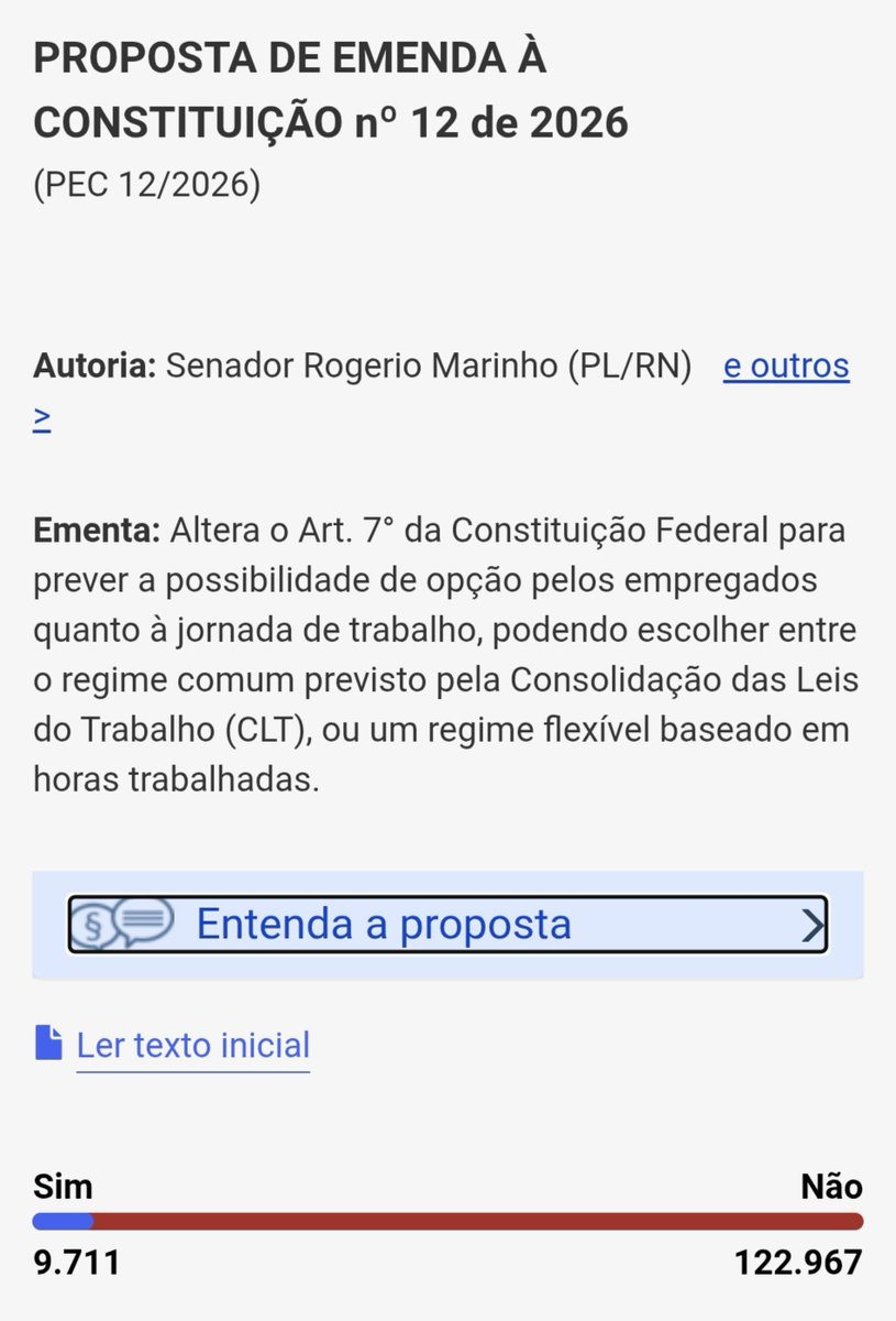 organizeseja's tweet photo. MAIS UMA CONSULTA TÁ ACONTECENDO E PODE IMPACTAR NOSSAS VIDAS.

A turma de F. Bolsonaro apresenta uma PEC para MUDAR o art. 7º da Constituição e flexibilizar a CLT. A proposta deixa o trabalhador refém do patrão e ameaça direitos históricos.

VOTEM NÃO: 🚫
https://t.co/Iu0xB0Q2vs https://t.co/VnYaX4HoUQ
