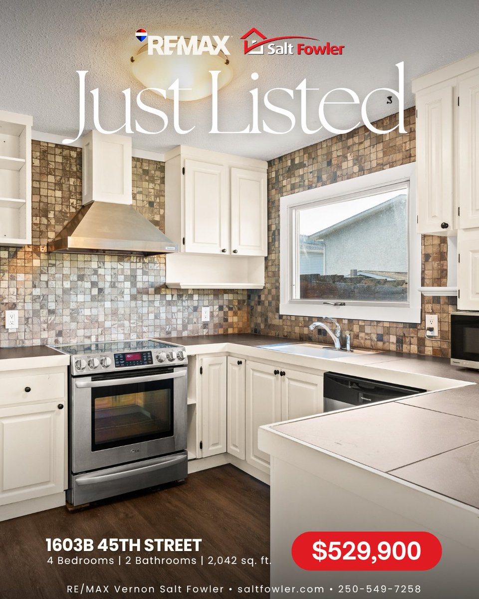SaltFowlerBC's tweet photo. β¨ Bright and flexible 4-bedroom, 2-bathroom half duplex set on an oversized 0.14-acre lot in South Vernon.
π 1603B 45TH Street
π² $529,900
#JustAddSalt #SaltFowler #RemaxVernon #VernonRealtor #VernonRealEstate https://t.co/kawsJoqNdF