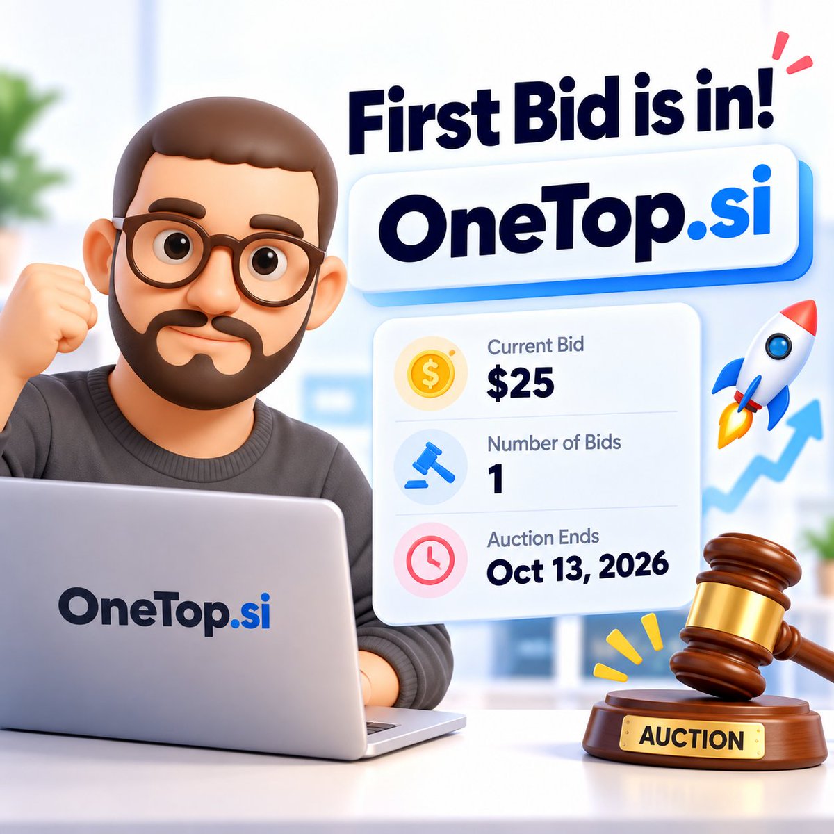 hello23rd's tweet photo. 🚨 FIRST BID for https://t.co/2vyzedL8Zw!
The auction is LIVE on Dynadot 🔨 🔥
💰 Current bid: $25
🥇 1 bid so far
⏳ Ends Oct 13
👉 Bid here: https://t.co/qULSubEwvZ
Let’s see where this one goes 🚀
#DomainName #Domains #DotSi #Auction #Si #sold #onetop https://t.co/eTwwulApgY
