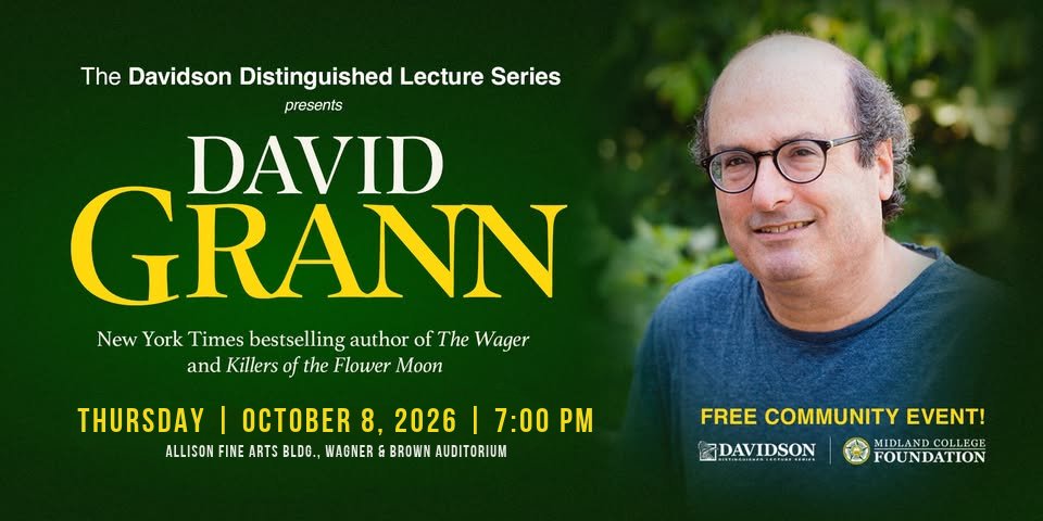 Midland_College's tweet photo. 📍 Location update! The Davidson Distinguished Lecture Series presents David Grann on Thursday, October 8 at 7 PM.
𝐍𝐞𝐰 𝐥𝐨𝐜𝐚𝐭𝐢𝐨𝐧: 𝐀𝐥𝐥𝐢𝐬𝐨𝐧 𝐅𝐢𝐧𝐞 𝐀𝐫𝐭𝐬 𝐁𝐮𝐢𝐥𝐝𝐢𝐧𝐠, 𝐖𝐚𝐠𝐧𝐞𝐫 &amp; 𝐁𝐫𝐨𝐰𝐧 𝐀𝐮𝐝𝐢𝐭𝐨𝐫𝐢𝐮𝐦

We hope to see you there! https://t.co/qwW6ilNPUR