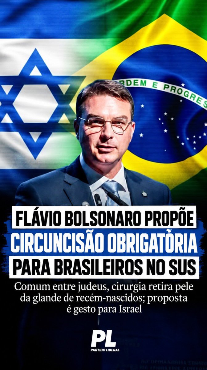 forumbunklr's tweet photo. 🚨 URGENTE: Está circulando em grupos bolsonaristas uma imagem atribuída a Flávio Bolsonaro em que o candidato supostamente defende a CIRCUNCISÃO OBRIGATÓRIA.

A suposta medida resultaria em MUTILAÇÃO nas genitálias de meninos recém-nascidos de TODO o Brasil! https://t.co/kwguhPkIZf