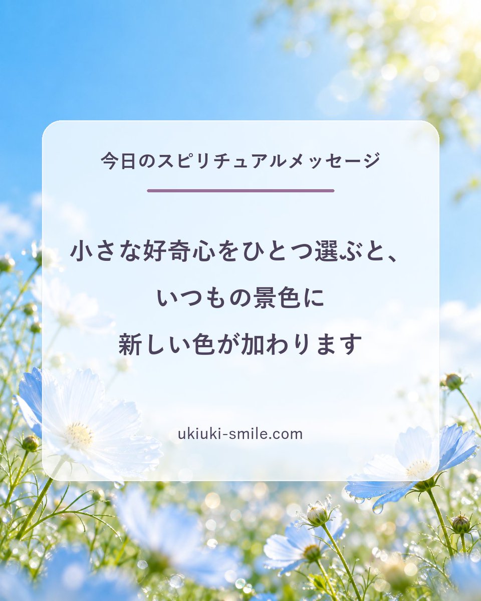 monojob1's tweet photo. 今日のスピリチュアルメッセージ
「小さな好奇心をひとつ選ぶと、いつもの景色に新しい色が加わります」
気になっていたことへ、軽やかな一歩を向ける日に。

#スピリチュアル #今日のメッセージ https://t.co/m0yikVfxIQ