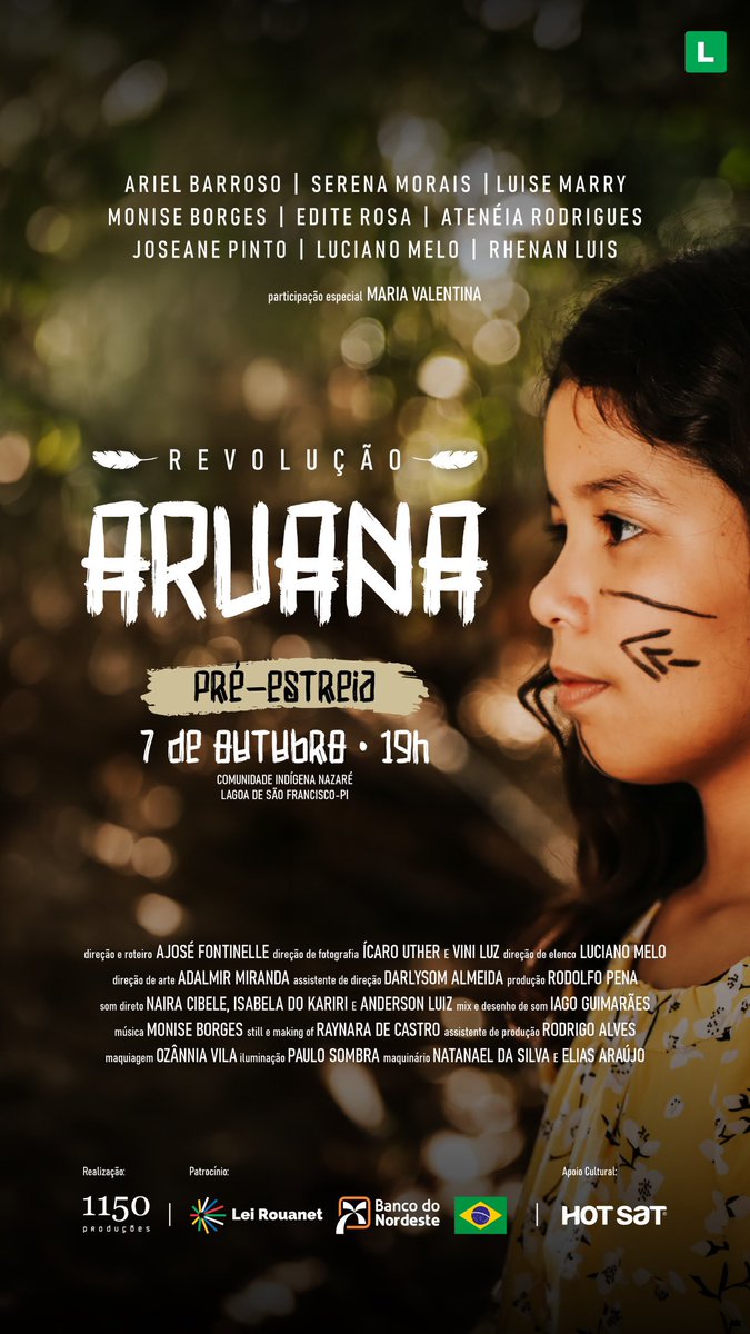 icarouther's tweet photo. Amanhã teremos a pré-estreia do filme Revolução Aruana na comunidade indígena Nazaré, em Lagoa do São Francisco-PI.

O cinema piauiense resiste! 🎬 https://t.co/MZ2Ov9LMca