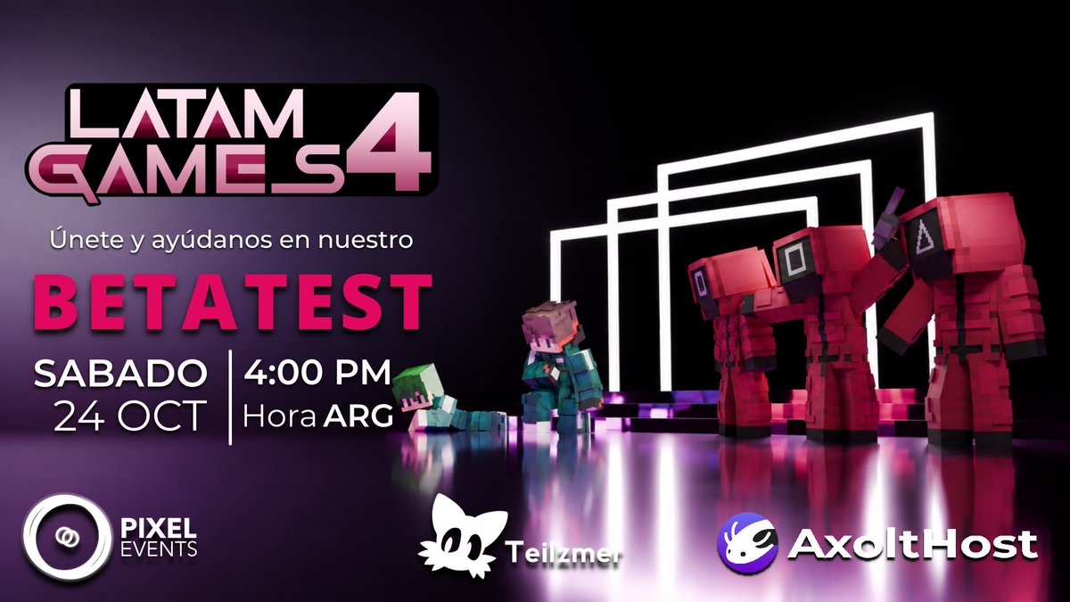 LatamGames_'s tweet photo. ¡Beta Público de Latam Games 4!
Nuestros queridos amigos de Pixel Events estarán haciendo un beta test para probar ciertos juegos de Latam Games.
¡Si quieres entrar al Beta Test entonces unete al Discord de ellos!
(Link en el post de abajo) https://t.co/fZDdjWGYBH