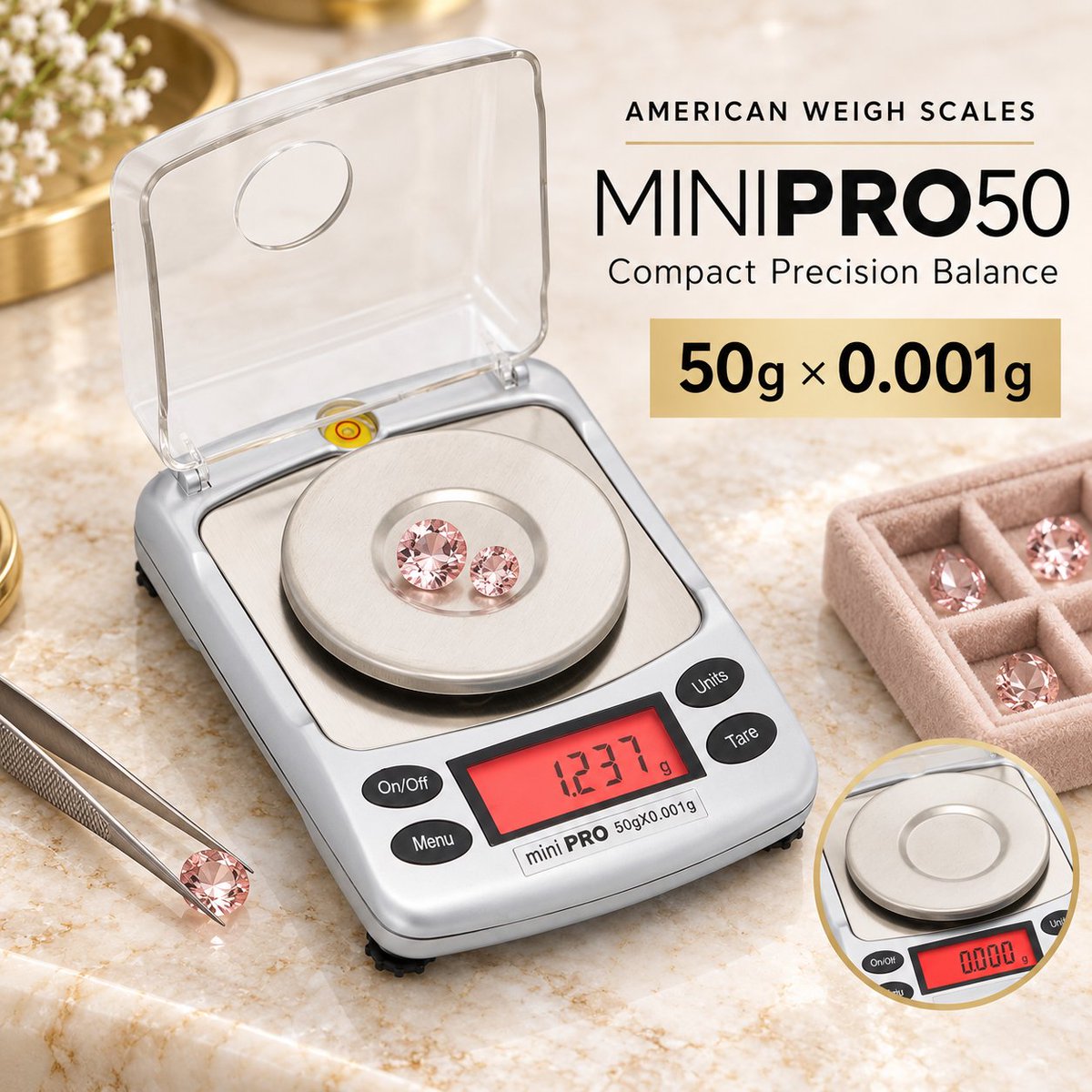 AWScales1's tweet photo. The MINIPRO50 Compact Precision Balance pairs a 50g capacity with 0.001g readability for weighing gemstones, beads, and small components.
Explore the MINIPRO50 at https://t.co/tQ1w1f0YUR.
#AmericanWeighScales #MINIPRO50 #PrecisionBalance #MilligramScale #JewelryTools https://t.co/uUM8U6wB5N