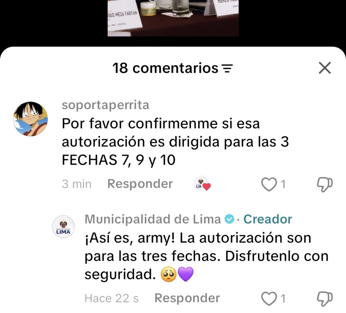 stayalivejksg's tweet photo. CHICAS LA MUNICIPALIDAD DE LIMA ACABAN DE AUTORIZAR LAS 3 FECHAS DE CONCIERTOS DE BTS AQUI EN EL PERÚ 😭🇵🇪 OFICIALMENTE VAMOS A DISFRUTAR COMO SE DEBE!! https://t.co/ZTh71xRfj2