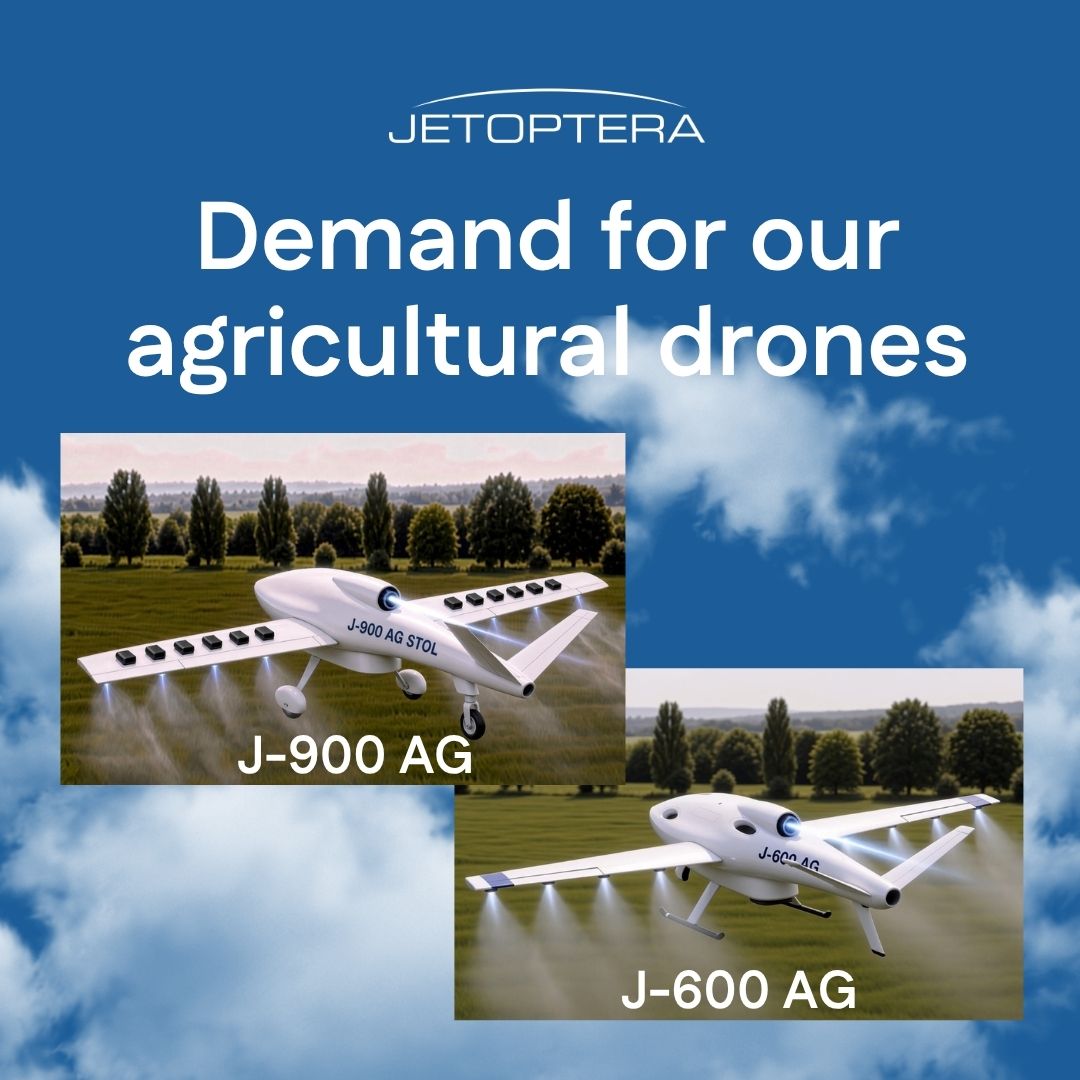 Jetoptera's tweet photo. Farmers are asking for the J-600 AG and J-900 AG. Hundreds of aircraft requested, and both are designed to carry more per load than leading Chinese incumbents.

Farm or spray? Join the waitlist: https://t.co/YqGn4uPjJ4

Know someone who does? Share this post.

#AgTech #VTOL https://t.co/zV9daNV7Mg