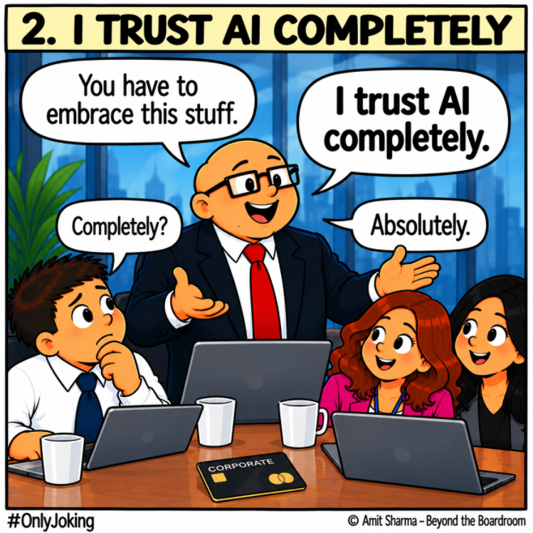 amits_here's tweet photo. AI Influence vs Authority

Apparently “I trust AI completely” has a spending limit. 😂

#AgenticAI #Payments #OnlyJoking https://t.co/p2VWhI9I2O