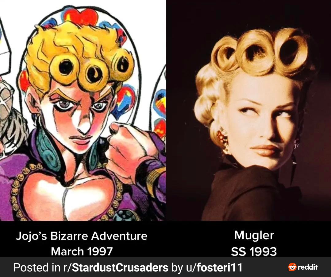 MagnafoxOdyssey's tweet photo. This is what Hirohiko Araki has been doing for 40 years. He often draws from female fashion models when designing and posing his male characters. https://t.co/FadYtlBsQ0