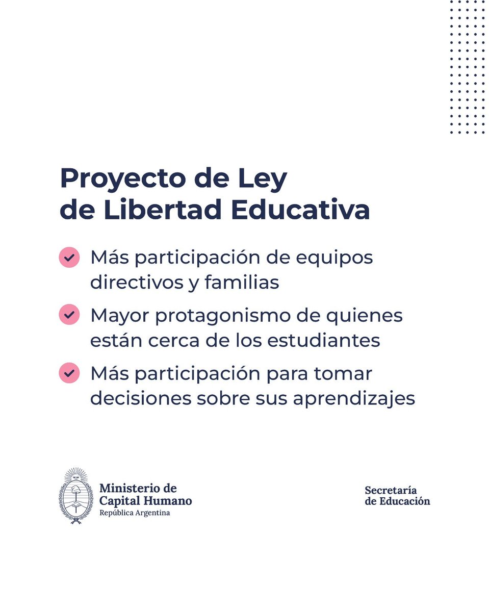 MinCapHum_Ar's tweet photo. Desde el Ministerio de Capital Humano trabajamos para recuperar los aprendizajes fundamentales y fortalecer la educación.

Alfabetización, Matemática, formación docente y evaluación son las prioridades para mejorar los resultados y generar nuevas oportunidades.

Más herramientas, más libertad, mejores decisiones educativas.

@JMilei
@estebanbullrich