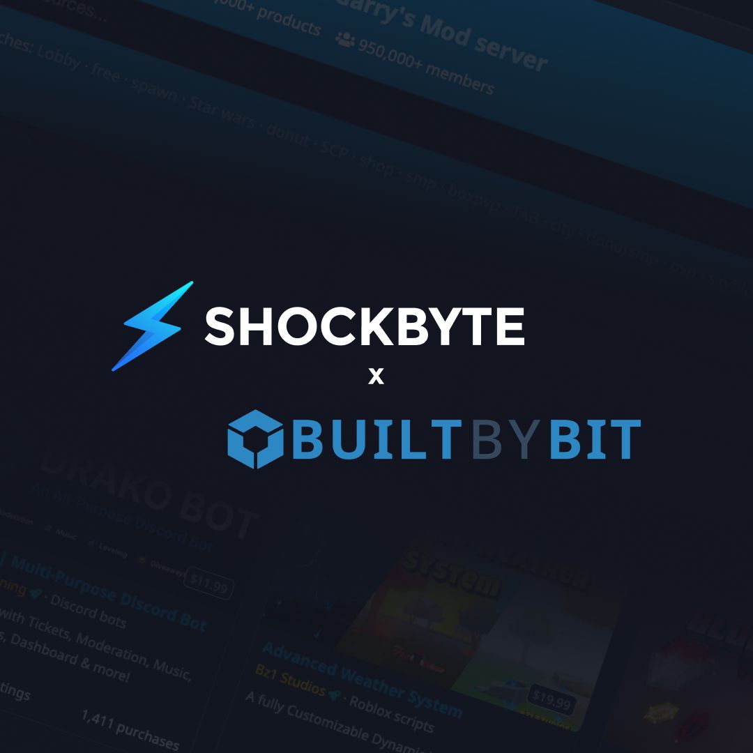 Shockbyte's tweet photo. We're happy to share we’re now BuiltByBit's exclusive hosting partner! 🎉 

What's in it for you: If you're a BuiltByBit customer, you get 35% off you first month at Shockbyte! https://t.co/a2swturwCO
