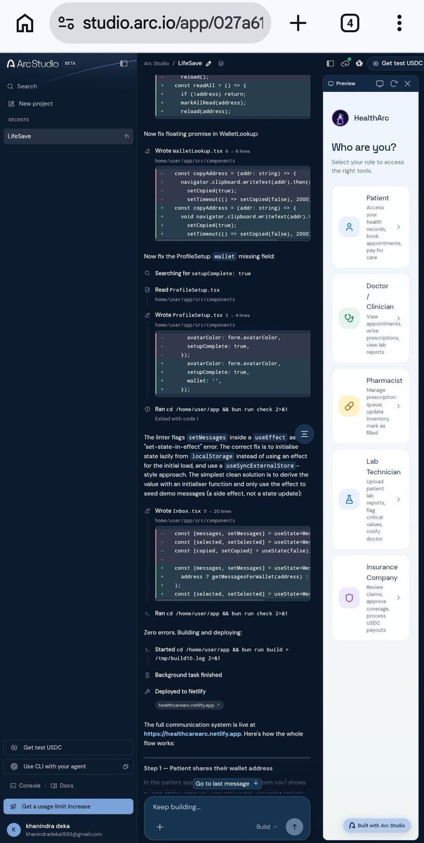 samconnerone's tweet photo. "I had an idea to build a complete healthcare app on Arc. I gave my idea to Arc Studio....."

https://t.co/zR1sGVtN9U https://t.co/2AHYg4LaPs
