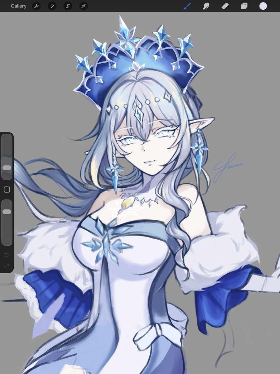 faeraon's tweet photo. It’s been a long while…I’m going to actually try posting more often. #GenshinImpactㅤ  so here’s her Majesty I started months ago 😭 https://t.co/TKwmdpVr3Q