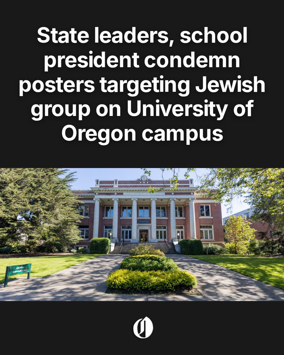 Oregonian's tweet photo. The posters call for the removal of Oregon Hillel from campus and accuse the group leader of supporting genocide. https://t.co/2EyrWnT9z7