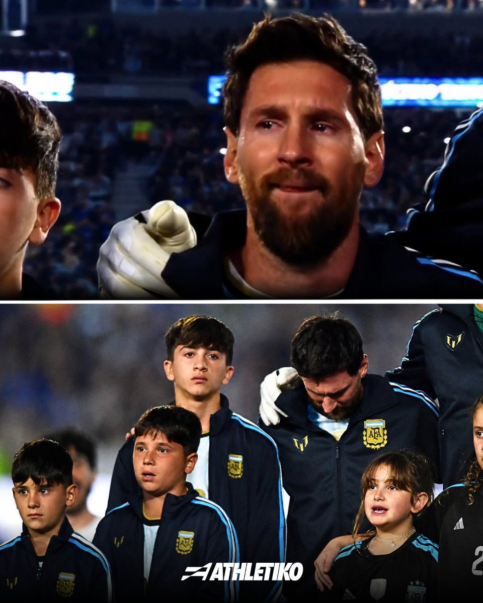 athletiko_gr's tweet photo. 👋🥲 Κανένα αντίο δεν είναι εύκολο!

🇦🇷 Ο Μέσι λύγισε τη στιγμή που ο ύμνος της Αργεντινής ήχησε στο Μονουμεντάλ, στο τελευταίο του παιχνίδι με το εθνόσημο!

#Messi https://t.co/y4tVja66Np