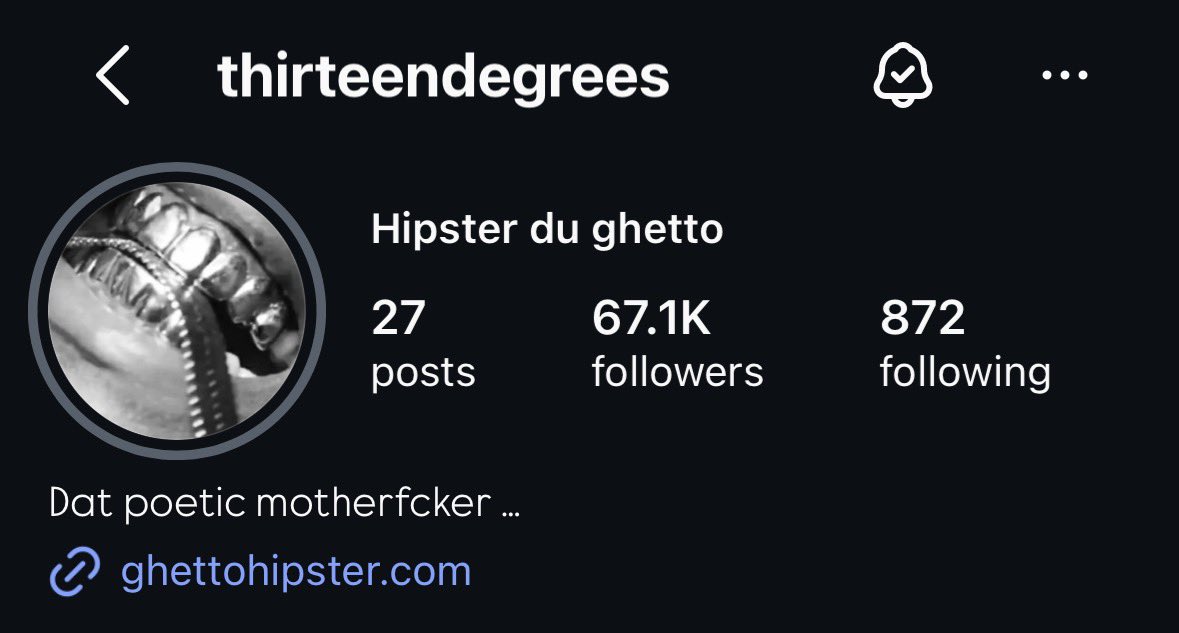 daily13deg's tweet photo. Thirteendegrees has updated his name to ‘Hispter du ghetto’ on ig 👀🚨 https://t.co/Mi7er3gJaY
