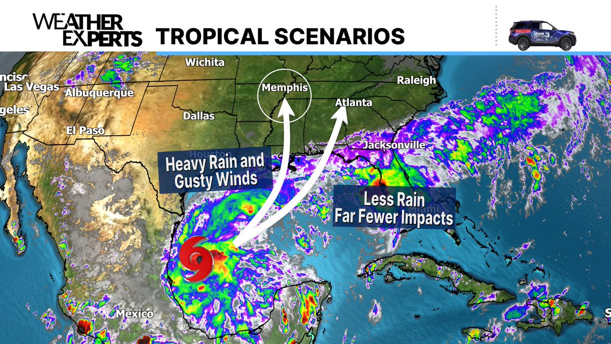 TylerWREG's tweet photo. It's still a bit too early to talk potential impacts from Isaias here in the Mid-South. A storm staying farther east (more likely if slower to develop) would mean very little impact for us locally. Something further west coming up through Mississippi (more likely if it strengthens quickly) would bring us heavy rain and gusty winds over the weekend.

We'll keep you posted!