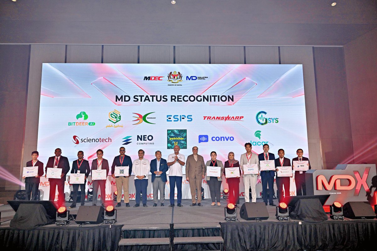 Bitdeer_AI's tweet photo. Honored that @Bitdeer_AI, represented by Michael Chew, was recognized as a Malaysia Digital status company by @mymdec at MDX Forum 2026 in #KualaLumpur! 🇲🇾

From discussing Malaysia’s bold AI vision and democratizing compute power, to connecting with key players like @PIKOM_Malaysia, it was an incredible event. 

As we grow our presence in #Malaysia, we remain deeply committed to uplifting the local AI ecosystem and being a responsible community partner. 🚀🤝

Next up: Join our upcoming AI roundtable in Malaysia! 🇲🇾 https://t.co/Bzn9xa8XPN