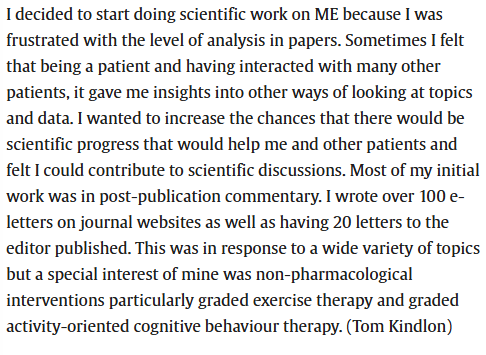 TomKindlon's tweet photo. 3/
An extract that quotes me from "Patient's knowledge, doctor's ignorance: The production of knowledge about myalgic encephalomyelitis"

#MEcfs #PwME https://t.co/zlnNOj6lwa