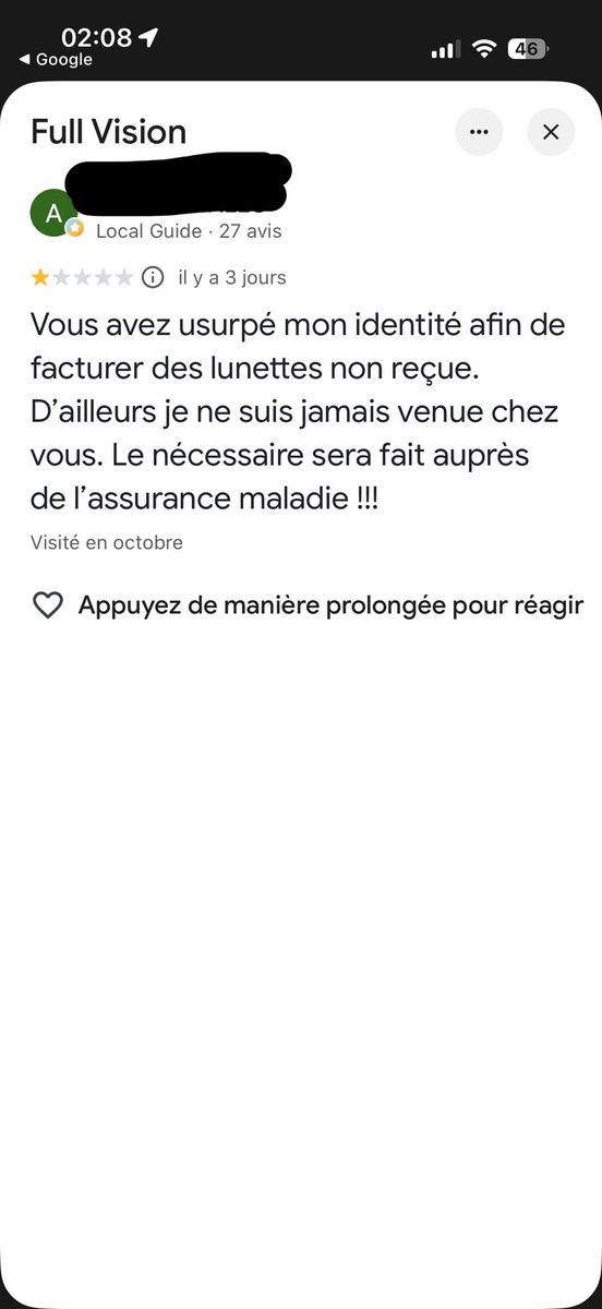 isypearl's tweet photo. j'ai regardé la video de @Micode donc je suis allé voir mon compte amelie et.......  puis j'ai regardé les avis de l'opticien en question qui a l'air d'être très récent car seulement 3 avis regardez l'avis d'une autre personne https://t.co/dnFmuxmt0C