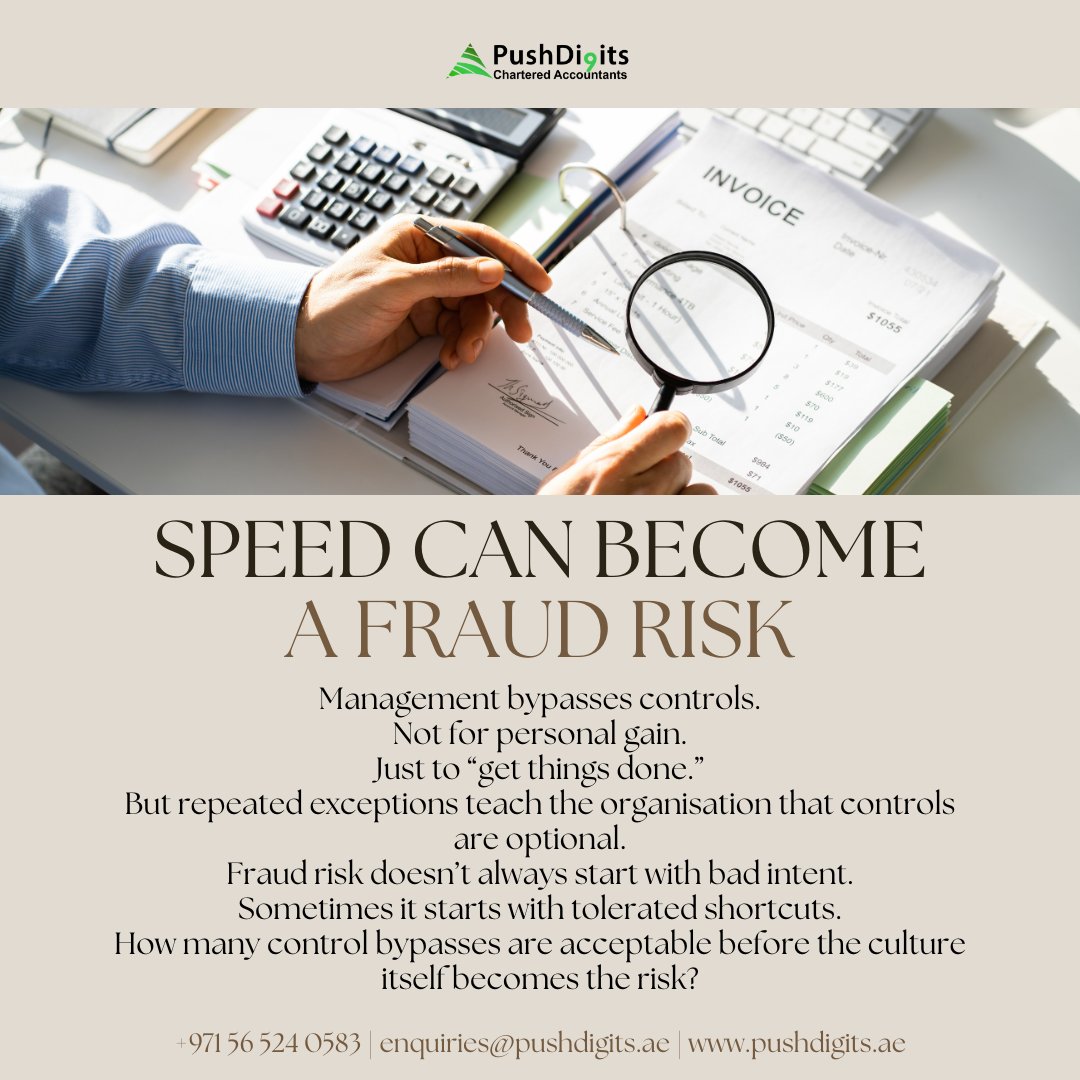 pushdigitsae's tweet photo. The shortcut was harmless.
Until it became normal.
When controls become optional, fraud risk grows.
+971 56 524 0583  / +971 50 395 8931
enquiries@pushdigits.ae
https://t.co/zKUf7iebVU
#FraudPrevention #InternalControls #FraudRisk #InternalAudit #PushDigits https://t.co/dVsgl38Pru