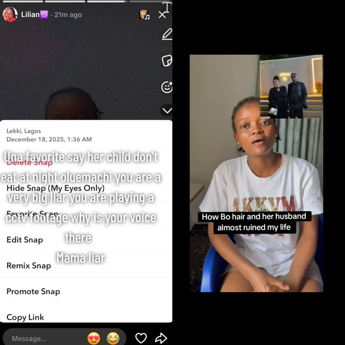 Authenticvoice6's tweet photo. #UPDATE!!!! You claimed that your child doesn’t eat at night. You are a big liar - - - - BO Hair’s former house help responds hours after BO Hair released CCTV footage.🇳🇬🇳🇬👀🇳🇬🇳🇬👀🇳🇬🇳🇬👀🇳🇬
- - - - - - - - - - - - - - - - - - - - -
Authentic voice https://t.co/bsit5fCcQT