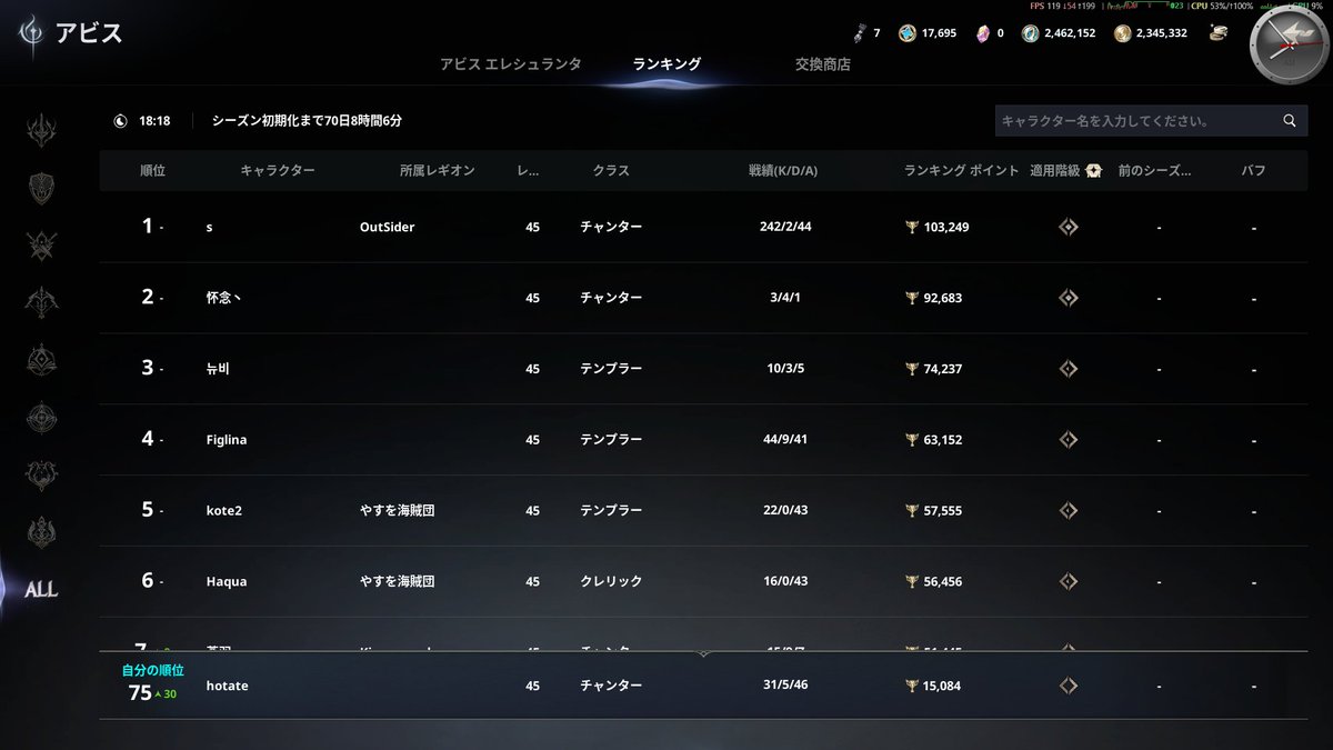 hotate_Blender's tweet photo. 今週？のアビス
とりあえず8時間潜った体感はランキング取りたいならMOB狩りをしよう！ https://t.co/evvRU425uq