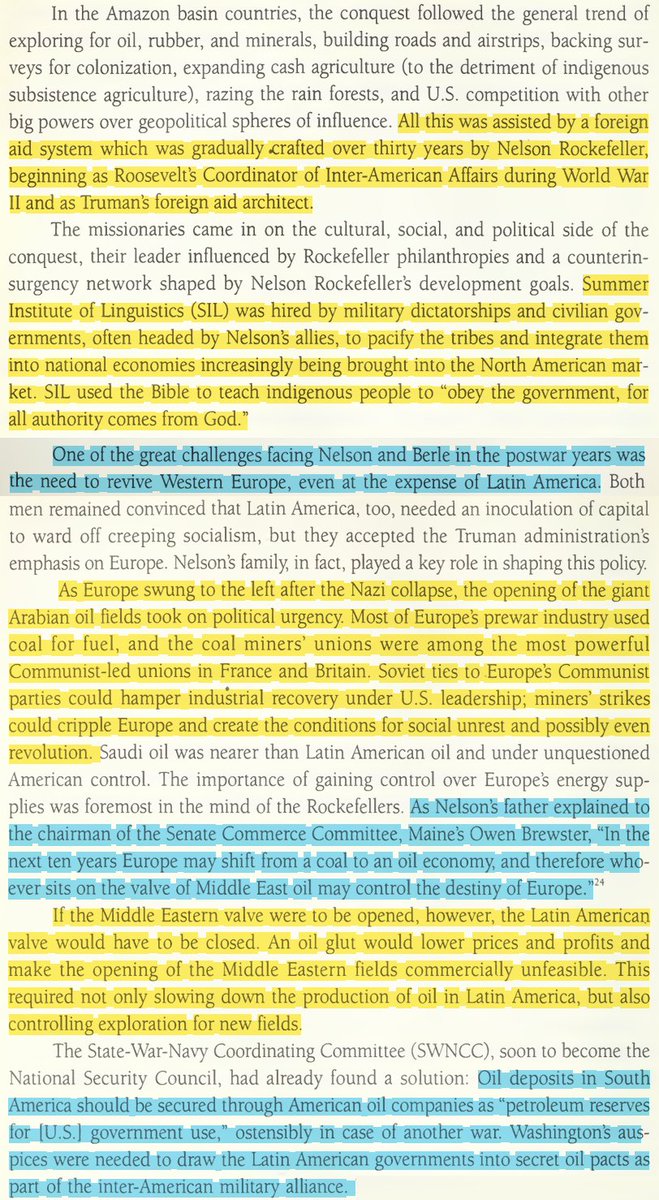 toxictiramisu's tweet photo. Rockefellers' oil empire &amp; political networks worked hand in hand w/ evangelicalism to enslave &amp; exterminate Indigenous Latin Americans in the name of anti-communism, using the Bible to enforce obedience while seizing their land to benefit CIA backed dictators &amp; US corporations. https://t.co/Oz3yOBokxH