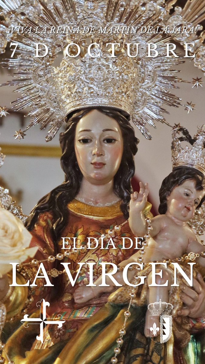 lajaraderosario's tweet photo. 𝟕 𝑫𝑬 𝑶𝑪𝑻𝑼𝑩𝑹𝑬: 𝑬𝑳 𝑫𝑰́𝑨 𝑫𝑬 𝑳𝑨 𝑽𝑰𝑹𝑮𝑬𝑵

Lc 1: «Alégrate, llena de gracia, el Señor está contigo».

Feliz Día de Martín de la Jara.  Feliz Día de la Virgen del Rosario.

¡VIVA LA VIRGEN DEL ROSARIO!
¡VIVA EL SIETE DE OCTUBRE!

#LaJaraDelRosario #MartíndelaJara https://t.co/eLPQcTF4Lt